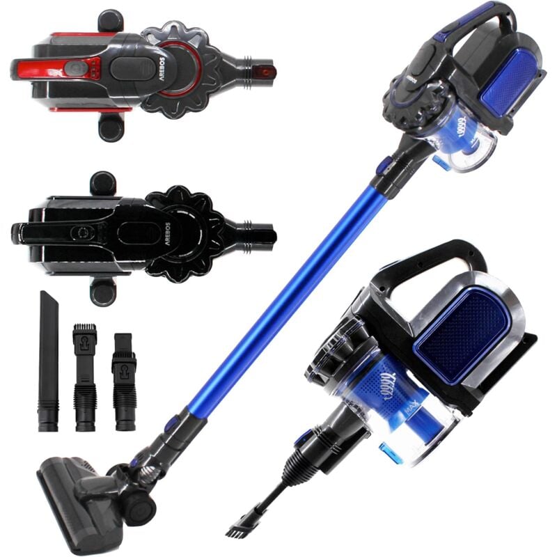 Arebos - Aspirateur sans Fil à Batterie Bleu Balais électriques Aspirateur 2en1 Chargeur Mural sans Fil sans Sac