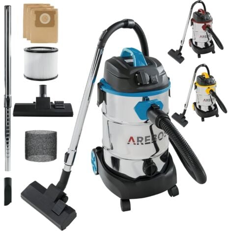 AREBOS Aspirateur Industriel 2600W 30L acier inoxydable fonction de soufflage Bleu