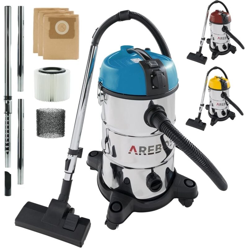 Aspirateur industriel 6en1 Arebos 1300W - 30L - Fonction de soufflage - Acier Inoxydable - Bleu