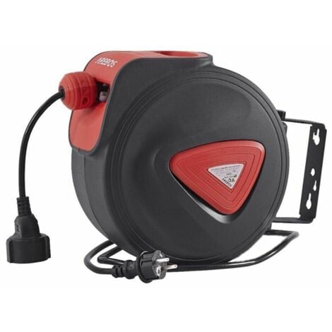 AREBOS Automatic Retractable Cable Reel System Cable Drum Cable Reels 20m Black - Black
