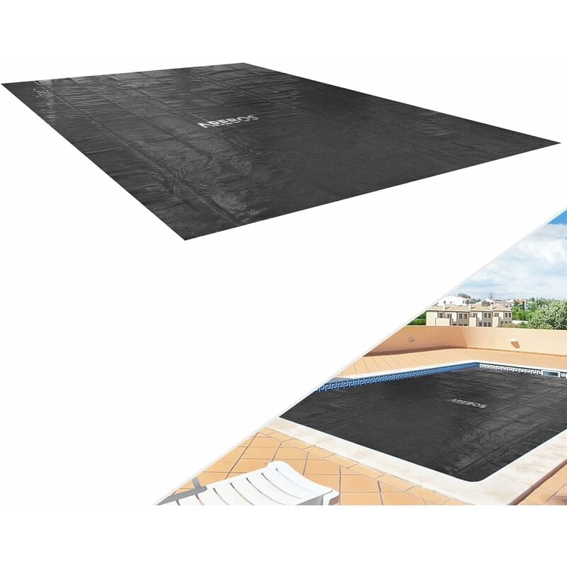Bâche thermique bâche solaire chauffage solaire piscine 2,6 x 1,6 m Noir - Noir - Arebos