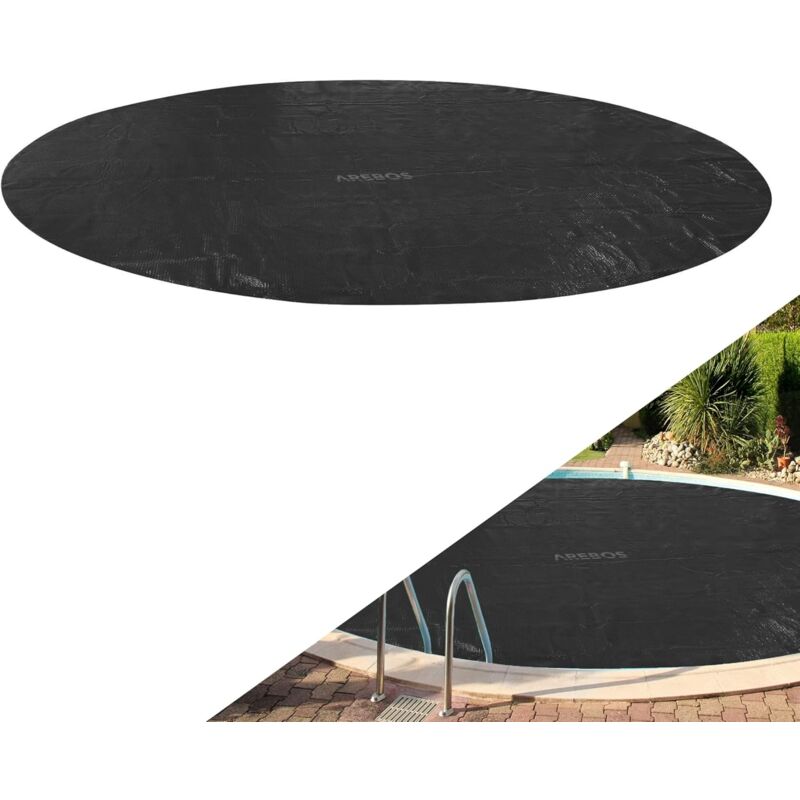 Arebos - Bâche thermique bâche solaire chauffage solaire piscine chauffage 120mic Noir