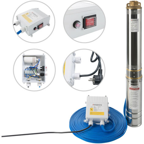 Arebos Bomba para pozos profundos Bomba sumergible Electrobomba 4'' 1100 W