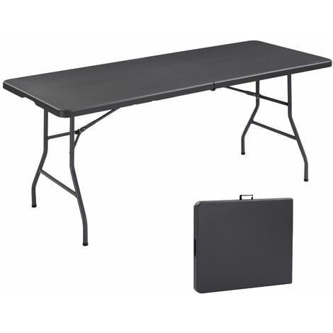 AREBOS Buffettisch klappbar 182 x 74 x 74 cm Campingtisch Partytisch Klapptisch Gartentisch für Garten Terrasse und Balkon zusammenklappbar 8 Personen Ink. Tragegriff Anthrazit