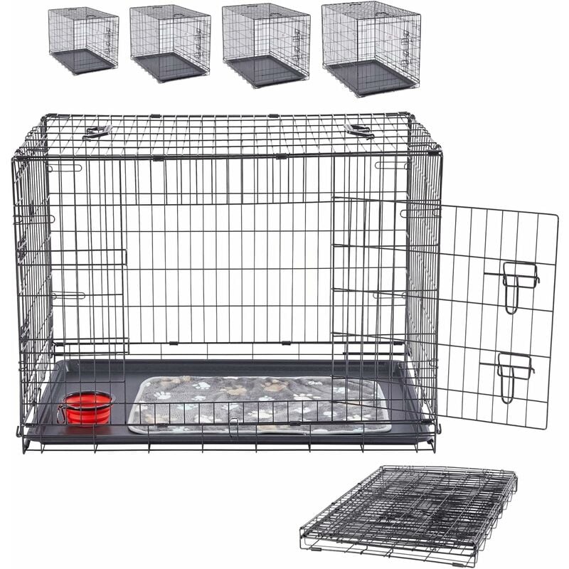 arebos - cage pour chien 92,5 x 60 x 66 cm caisse de transport pour chien voiture pliable caisse de transport pour chien pliable caisse de transport