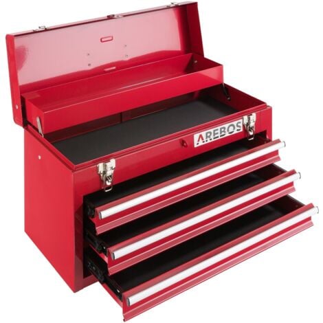 HomCom® Carro caja de herramientas con ruedas, caja de herramientas con 5  cajones, 1 unidad, color rojo Caja Móvil de Herramientas Rojo Chapa Acero