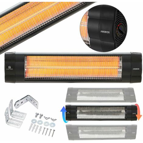 AREBOS Calefactor por Infrarrojos para Terraza 2500W - Calentador Radiante para Exterior e Interior - Negro - Negro