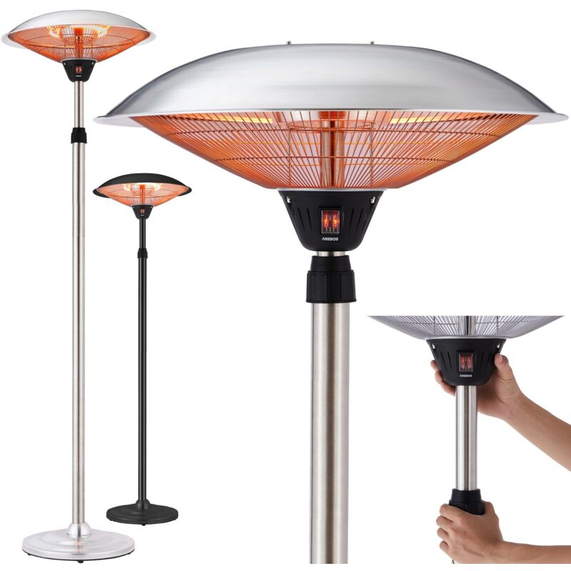 

Calefactor Radiante De Terraza Lámpara De Calor 2 Ajustes De Calor - Plata - Arebos