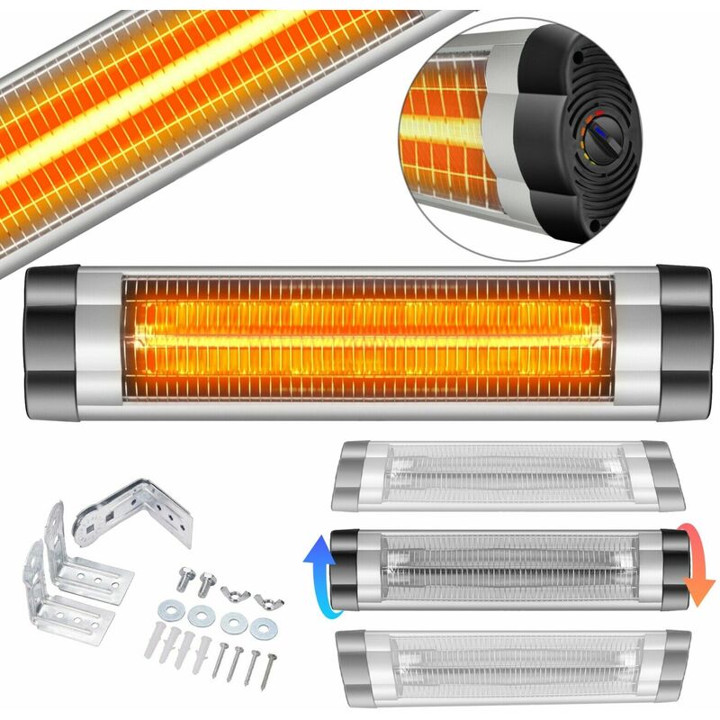 

Calentador de Infrarrojos Radiador de Calor Infrarrojo 2500 W - Plata - Arebos