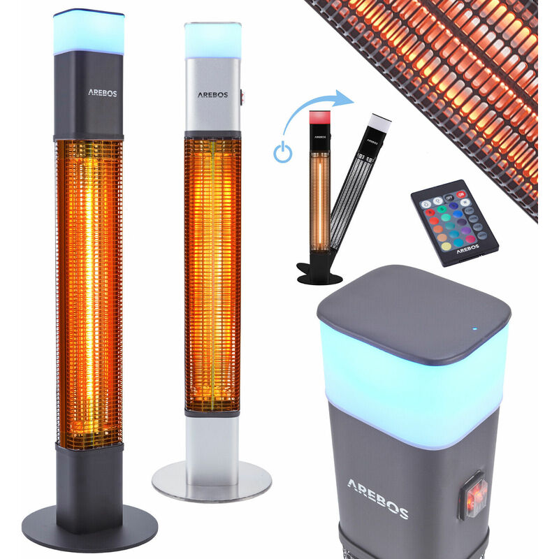 

Arebos - Calentador Stand 1500 W incl.16 Colores De Luz LED Con Mando Distancia - Negro