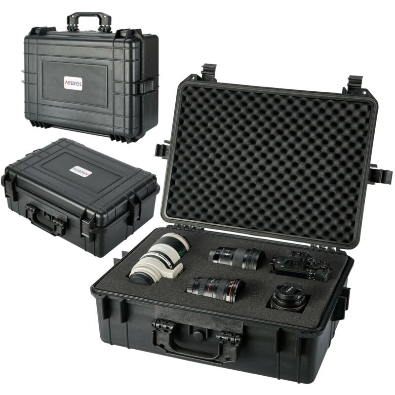 

Maletín para Cámara de Fotos 35 L Caja Universal Protección Transporte - Negro - Arebos
