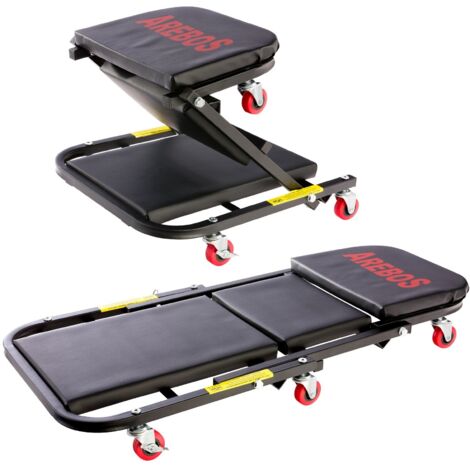 Carrito cama bajo coche con funci/ón taburete para mec/ánico taller