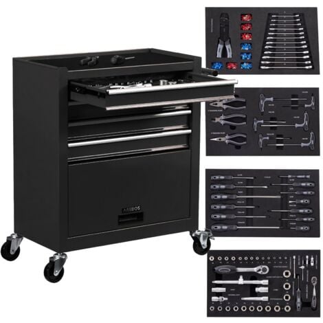 AREBOS Carrello Degli Attrezzi Con 4 Cassetti Carrello da Officina inkl.Utensili