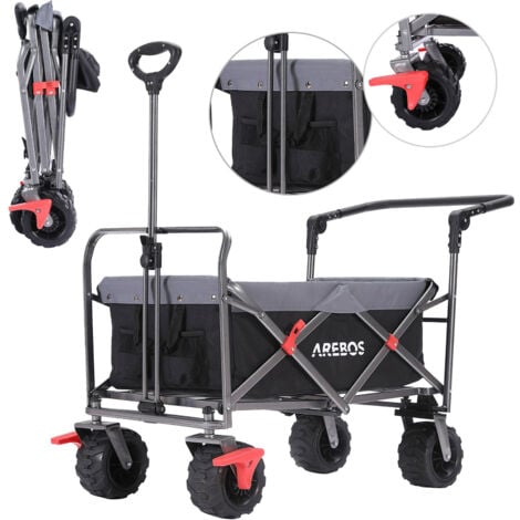 AREBOS Carrello manuale pieghevole con asta telescopica carico 100 kg