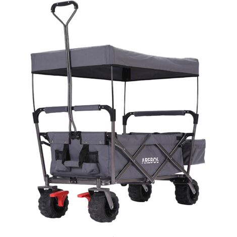 AREBOS Carretilla de mano con techo Carro de transporte Carro de equipamient