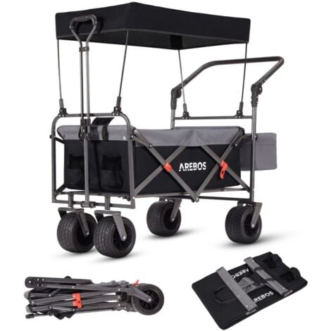 AREBOS  Carretilla de Mano con Techo  Carro de Transporte Carro para Equipos