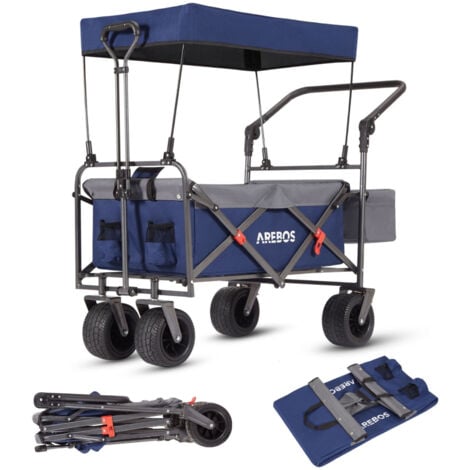AREBOS Carretto a mano da giardino, Carello pieghvole, Fino a 100kg, Blu