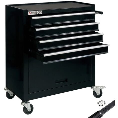 AREBOS Chariot à Outils Chariot Boîte à Outils Chariot d'Atelier 4 Tiroirs