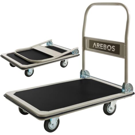 Arebos – Chariot à plate-forme pliable 300 kg – Dimensions 900 x 610 x 910 mm – Roues pivotantes pour maniabilité – Matériau polypropylène et métal