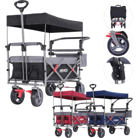 Arebos – Chariot de jardin pliable avec auvent – Charge maximale 100 kg – Dimensions 123 x 56 x 103 cm – Tissu Oxford 600D résistant