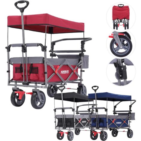Arebos – Chariot de jardin pliable 100 kg – Dimensions 123 x 56 x 103 cm – Tissu Oxford 600D – Auvent détachable et sac XXL inclus