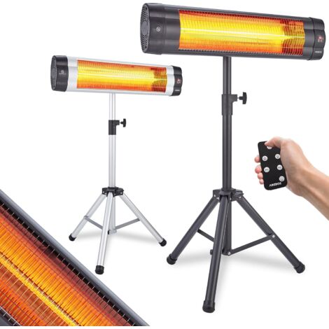 AREBOS Chauffage Radiant à Infrarouge avec Télécommande + Support Noir 2500W