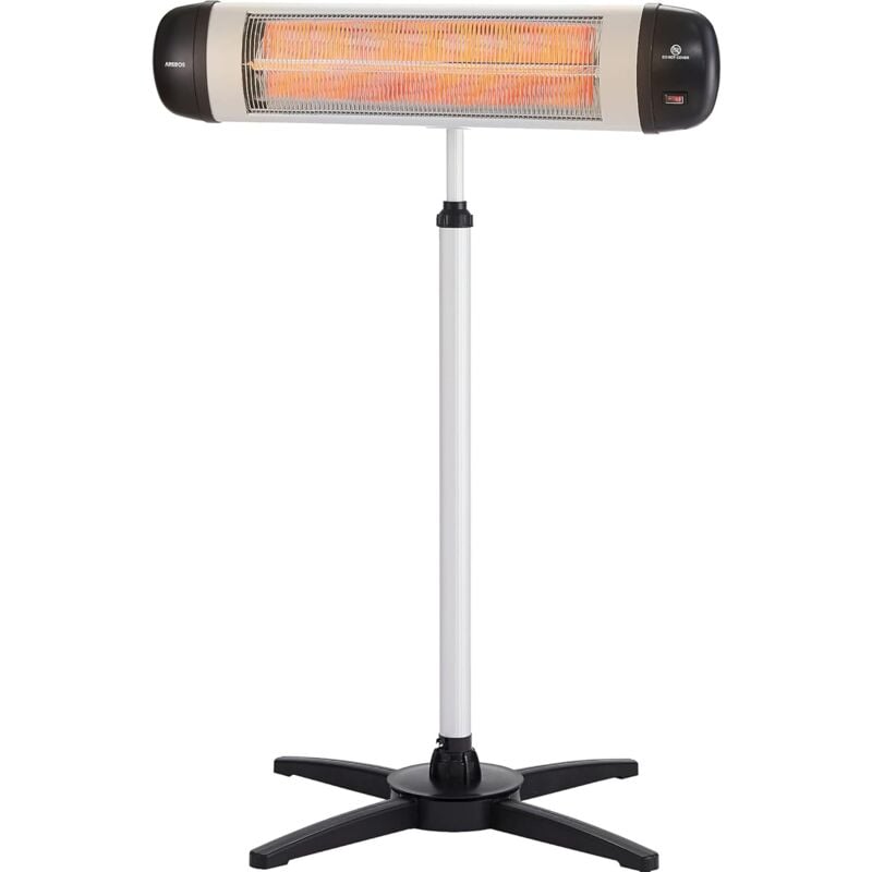Chauffage Radiant infrarouge Radiateur électrique 2500 w avec fixation murale inclination 90° intérieur et extérieur - Arebos