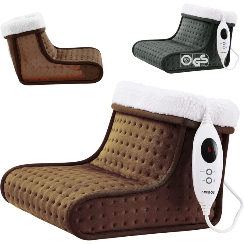 Arebos - Chauffe-pieds avec 6 niveaux de température Chauffe-pieds électrique Marron