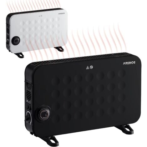 AREBOS Convecteur 2000 W chauffage électrique avec 3 réglages de chaleur chauffage électrique mobile à économie d'énergie noir