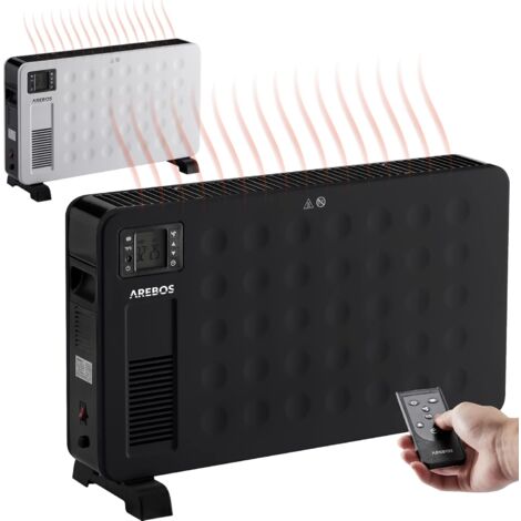 AREBOS Convecteur 2300 W chauffage électrique avec 3 niveaux de chauffage chauffage par convecteurs chauffage silencieux noir - Noir