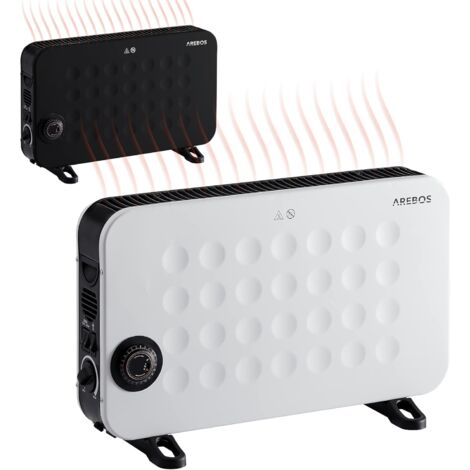 Arebos – Convecteur mobile 2000 W – 3 niveaux de chauffage – Turbo-ventilateur silencieux – Protection contre la surchauffe – Minuterie 24h
