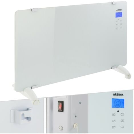 Arebos Convector de vidrio Radiador de cristal Calentador 2000W blanco