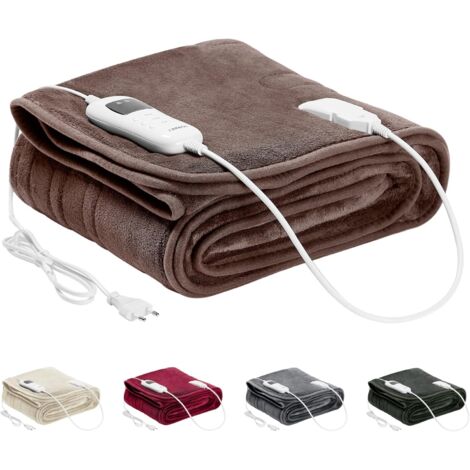 AREBOS Couverture chauffante électrique Sous-lit chauffant Couverture 200x180 cm - Marron