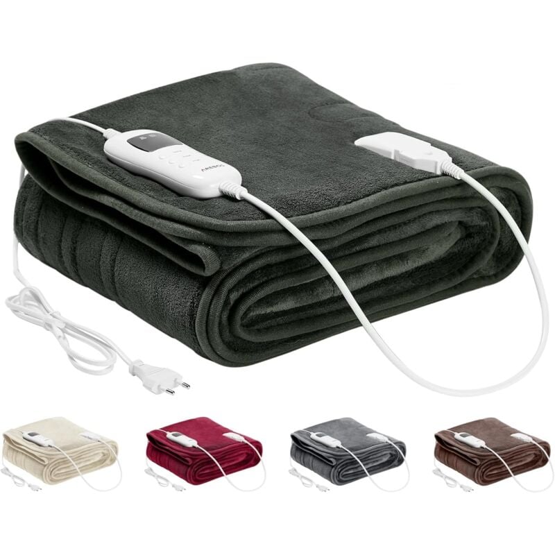 Arebos - Couverture chauffante électrique Sous-lit chauffant Couverture 160x120 cm Anthracite