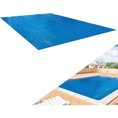 AREBOS Couverture Solaire à Bulles pour Piscine  Rectangulaire  Bleu  6 x 4m 400 µ-microns