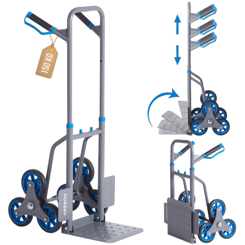 Diable d'escalier Diable d'escalier pliable Diable d'escalier avec pneus en caoutchouc dur & cadre en acier Diable de transport chariot élévateur