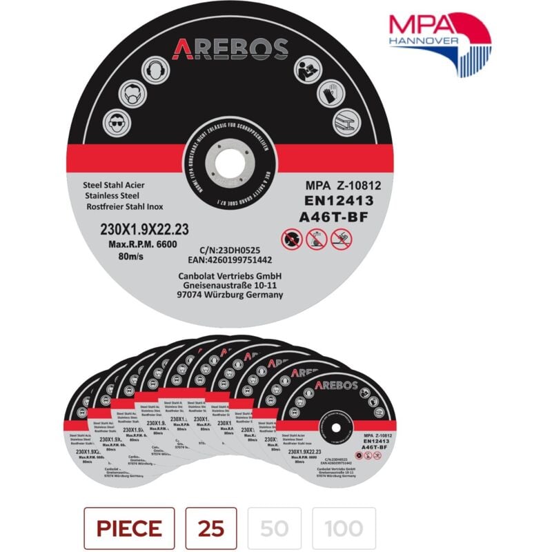 AREBOS Dischi da taglio Dischi flessibili Ø230 mm