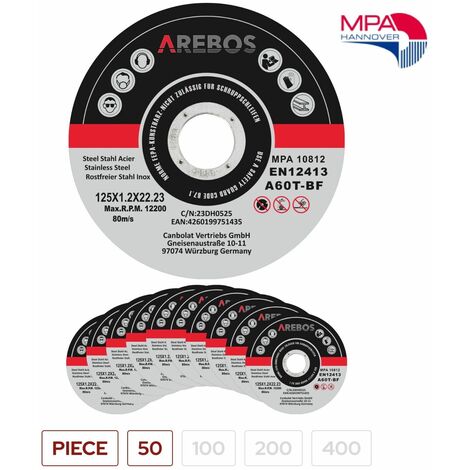 Arebos 50/100/200/400 Disco de Corte inox Ø 125 mm