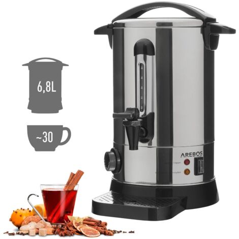 AREBOS Dispensador de Bebidas Calientes - 6,8 L - Hervidor de Agua Caliente  - 950 W - Plata