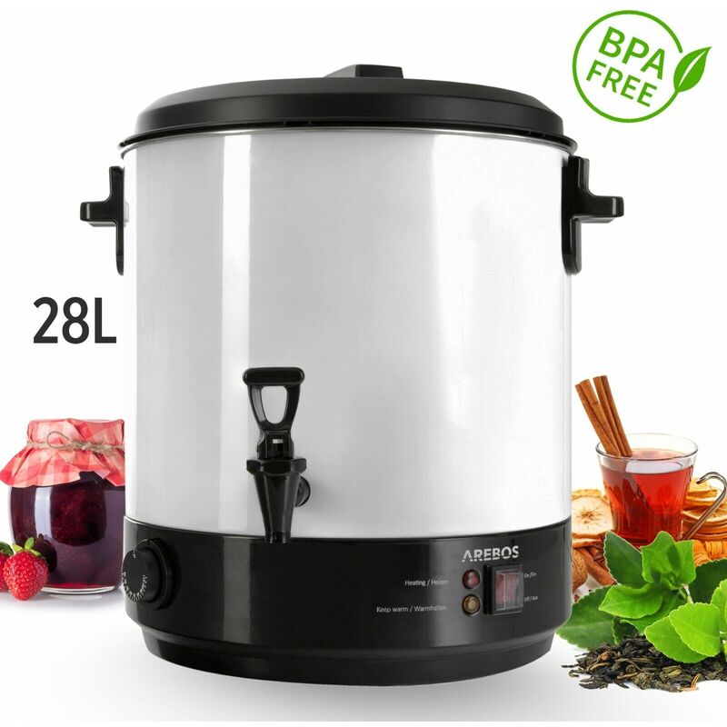 

2500W Conservas Máquina 28L Dispensador De Vino Caliente Bebidas Caliente - Blanco - Arebos