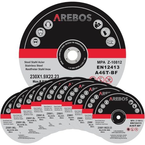 Arebos 100 disques fins à tronçonner l'acier inox Ø 230 mm