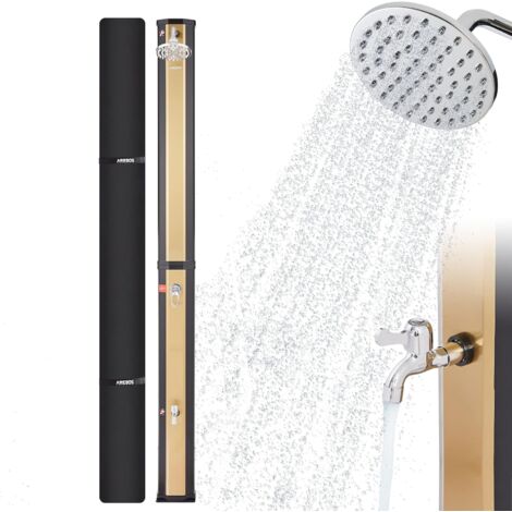 Arebos – Douche solaire 35 L – Hauteur 220 cm – Pommeau pivotant 360° – Installation rapide Snap-In – Pour piscine et jardin