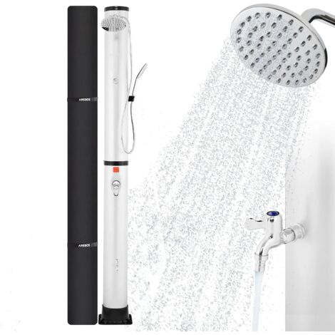Arebos – Douche solaire 40 L – Thermomètre intégré – Température jusqu'à 60°C – Douchette pivotante – Aluminium et plastique – Pour piscine et camping