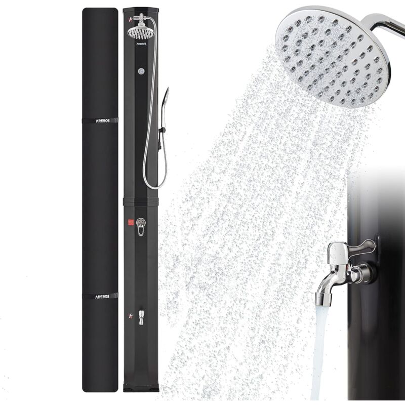 Arebos - Douche Solaire 60 l avec douchette & thermomètre jusqu'à 60°C Douche de PiscineHousse de Protection Incluse Noir