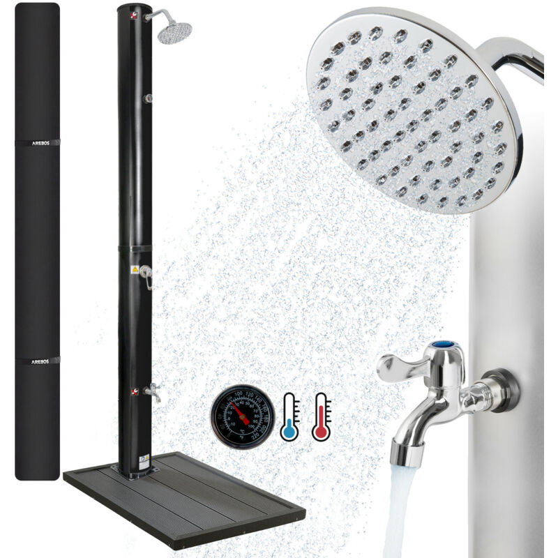 Arebos - Ducha Solar 40 L Ducha De Jardín Ducha De Piscina Con Elemento De Suelo Incl.portada - Negro