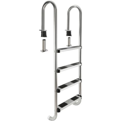 AREBOS Échelle de Piscine | Échelle de Securité | 4 Marches Acier | Inoxydable