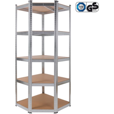 AREBOS Eckregal Schwerlastregal 180 x 70 x 70 cm 875 kg Kellerregal Steckregal verzinkt
