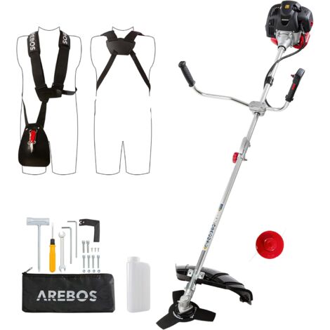 AREBOS ECO Débroussailleuse à essence 2en1 Tondeuse à gazon Portable 2,2 kW 3PS - Rouge