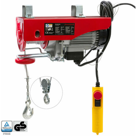 AREBOS Elektrische Seilwinde Motorwinde Seilhebezug Seilzug Winde 400-800kg - Rot