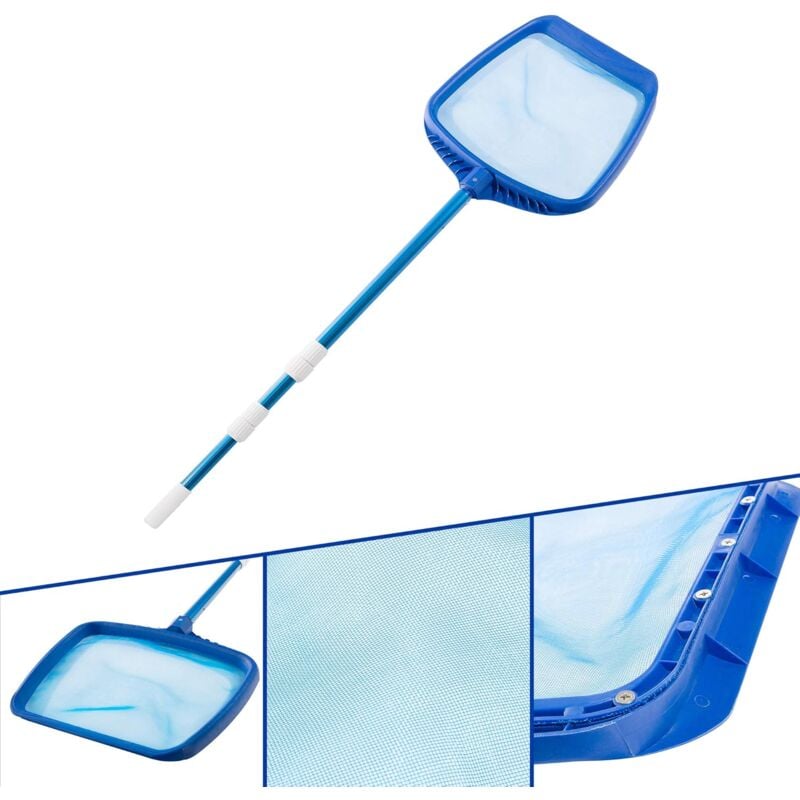 Arebos - piscine Épuisette avec manche télescopique Longueur de 1.20–1,90 m Grande enregistrement Lèvres plat et engmaschiges réseau